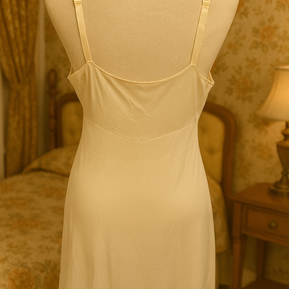 Vintage Sears Nylon Slip Dress Size 38 Cream Lace Hem Antron III - Picture 4 of 8